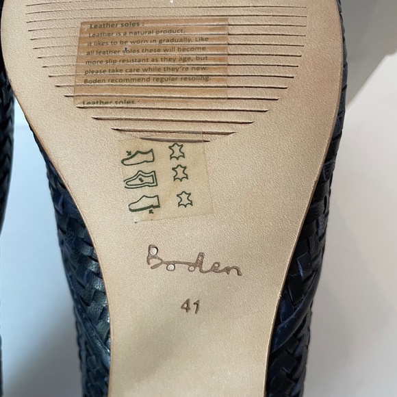 Boden Woven Leather Milan Court Shoe 9.5/41 Black/Navy - Picture 9 of 14